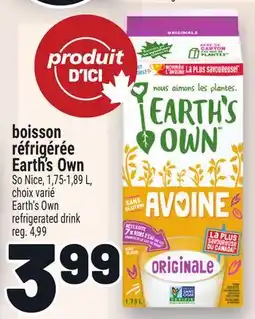 Metro BOISSON RÉFRIGÉRÉE EARTH'S OWN | EARTH'S OWN REFRIGERATED DRINK offer