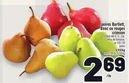 Metro POIRES BARTLETT, BOSC OU ROUGES | PEARS offer