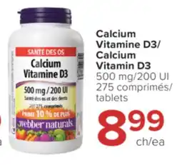 Jean Coutu WEBBER NATURAL Calcium Vitamin D3 500 mg 200 UI offer