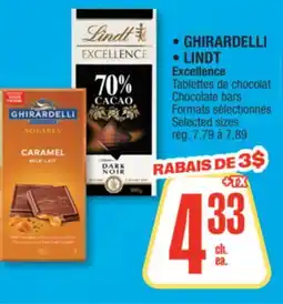 Jean Coutu GHIRARDELLI, LINDT Chocolate bars Selected sizes offer