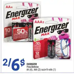 Uniprix ENERGIZER Piles/Batteries offer