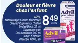 Uniprix ADVIL Ibuprofènes pour enfants sélectionnés/Selected ibuprofen for children offer