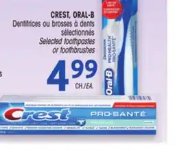 Uniprix CREST, ORAL-B Dentifrices ou brosses à dents sélectionnés/Selected toothpastes or toothbrushes offer