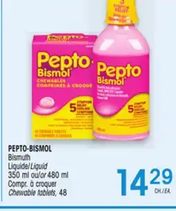 Uniprix PEPTO-BISMOL Bismuth Liquide/Liquid, Compr. à croquer/Chewable tablets offer
