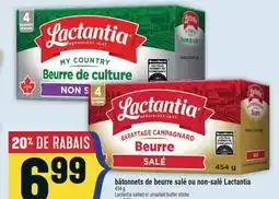 Marché Adonis BÂTONNETS DE BEURRE SALÉ OU NON-SALÉ LACTANTIA | LACTANTIA SALTED OR UNSALTED BUTTER STICKS offer