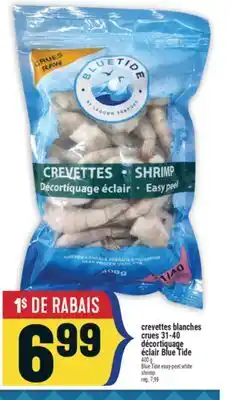 Marché Adonis CREVETTES BLANCHES CRUES 31-40 DÉCORTIQUAGE ÉCLAIR BLUE TIDE | BLUE TIDE EASY-PEEL WHITE SHRIMP offer
