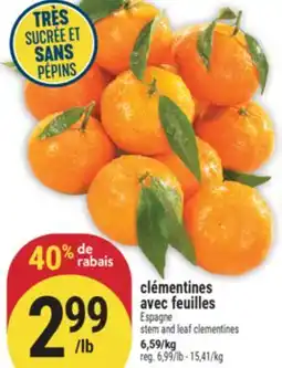 Marché Adonis CLÉMENTINES AVEC FEUILLES | STEM AND LEAF CLEMENTINES offer