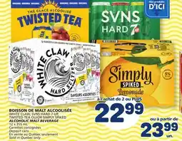 Marché Bonichoix WHITE CLAW, SVNS HARD 7-UP, TWISTED TEA SIMPLY SPIKED offer