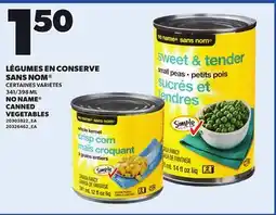 Provigo NO NAME CANNED VEGETABLES offer