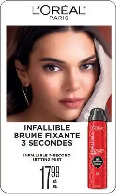 Jean Coutu L'ORÉAL PARIS INFALLIBLE 3-SECOND SETTING MIST offer
