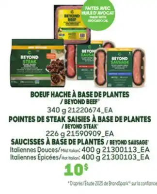 Provigo BEYOND BEEF , 340 g BEYOND STEAK , 226 g BEYOND SAUSAGE , Mild Italian: 400 g, Hot Italian: 400 g offer