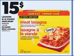 Provigo NO NAME MEAT LASAGNA, 2,27 KG offer