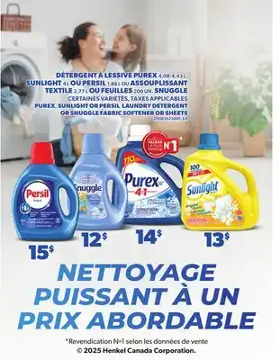 Provigo PUREX, SUNLIGHT OR PERSIL LAUNDRY DETERGENT OR SNUGGLE FABRIC SOFTENER OR SHEETS offer