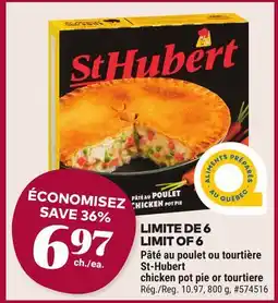 Giant Tiger St-Hubert chicken pot pie or tourtiere offer