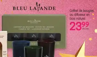 Uniprix BLEU LAVANDE Coffret de bougies ou diffuseur en bois naturel offer