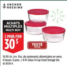 Canadian Tire Anchor Hocking 6-Pc Glass 4-Cup Food Storage Set offer
