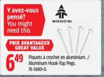 Canadian Tire Woods Aluminum Hook-Top Pegs offer