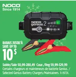 Canadian Tire NOCO Selected Genius Battery Chargers/Maintainers offer