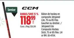Canadian Tire Jetspeed Lite Composite Hockey Stick, 75 or 85 Flex.LH or RH offer