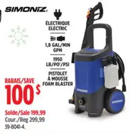 Canadian Tire Simoniz Wheeled Electric Pressure Washer with Foam Blaster offer