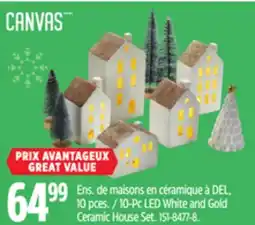 Canadian Tire CANVAS 10-Pc LED White and Gold Ceramic House Set offer