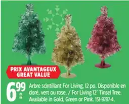 Canadian Tire For Living 12˝ Tinsel Tree. Available in Gold, Green or Pink offer