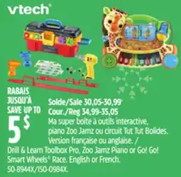 Canadian Tire Drill & Learn Toolbox Pro, Zoo Jamz Piano or Go! Go! Smart Wheels * Race offer