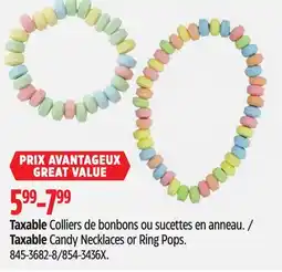 Canadian Tire Taxable Candy Necklaces or Ring Pops offer