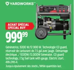 Canadian Tire Yardworks 9200W/12,000W Generator. CO guard technology offer