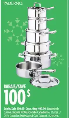 Canadian Tire Paderno 12-Pc Canadian Professional Clad Cookset offer