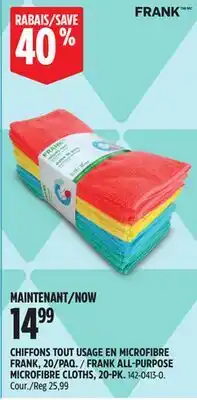 Canadian Tire FRANK ALL-PURPOSE MICROFIBRE CLOTHS offer