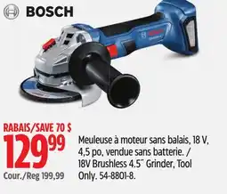 Canadian Tire BOSCH 18V Brushless 4.5˝ Grinder, Tool Only offer