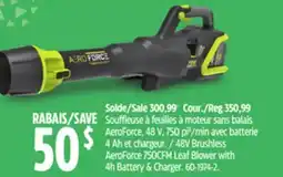 Canadian Tire Yardworks 48V Brushless Aeroforce 750CFM Leaf Blower with 4h Battery & Charger offer