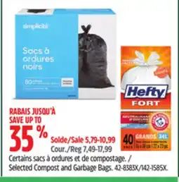 Canadian Tire Simplicité Selected Compost and Garbage Bags offer