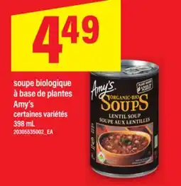 Maxi SOUPE BIOLOGIQUE À BASE DE PLANTES AMY'S, 398 ML offer