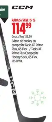 Canadian Tire CCM Tacks XF Prime Plus Composite Hockey Stick, 65 Flex offer