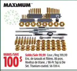 Canadian Tire Maximum 86-pc Tap & Die Set Titanium Coated offer