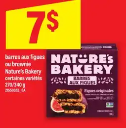 Maxi BARRES AUX FIGUES OU BROWNIE NATURE'S BAKERY, 270/340 g offer
