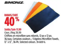 Canadian Tire SIMONIZ Edgeless Microfibre Towels, 12˝ x 12˝, 36-Pk offer