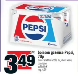 Super C BOISSON GAZEUSE PEPSI, 7UP | MINI CANETTES SOFT DRINK, 6/222 ML offer