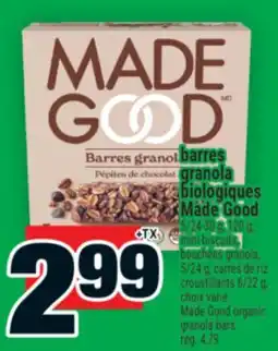 Super C barres granola biologiques Made Good | Made Good organic granola bars offer