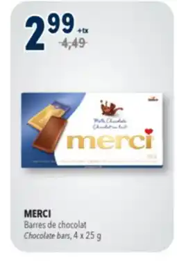Familiprix MERCI Chocolate bars, 4x 25g offer