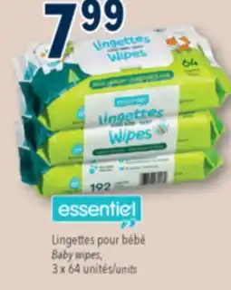 Familiprix Essentiel Baby wipes, 3x 64units offer