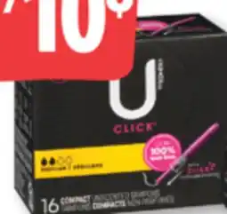 Familiprix U by Kotex Click with Comfortflex compact unscented tampons regular 16un offer