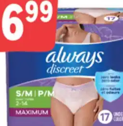Familiprix ALWAYS, Selected incontinence pads or underwears offer