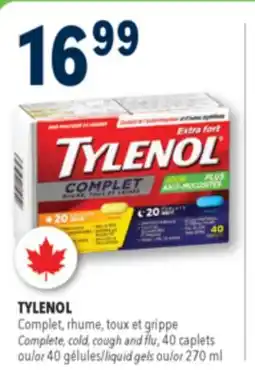Familiprix TYLENOL, Complete, cold, cough and flu, 40 caplets or 40 liquid gels or 270 ml offer