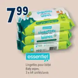 Familiprix ESSENTIEL Baby wipes, 3 x 64 units offer