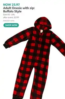 Toys R us Adult Onesie with zip: Buffalo Style offer