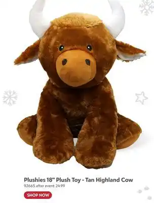 Toys R us Plushies 18 Plush Toy - Tan Highland Cow offer
