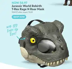 Toys R us Jurassic World Rebirth T-Rex Rage N Roar Mask offer